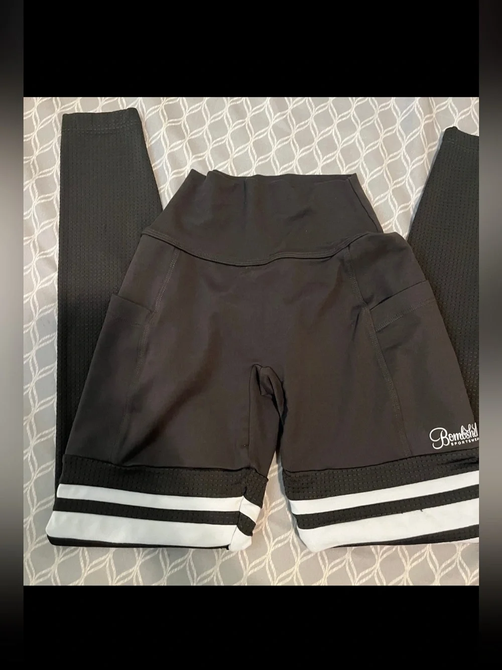 Bombshell Sportswear Dark Green Striped Leggings